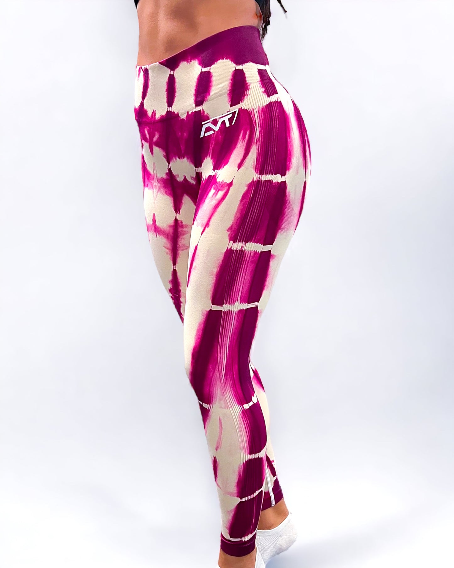 White and Red Wine Tye Dye Leggings